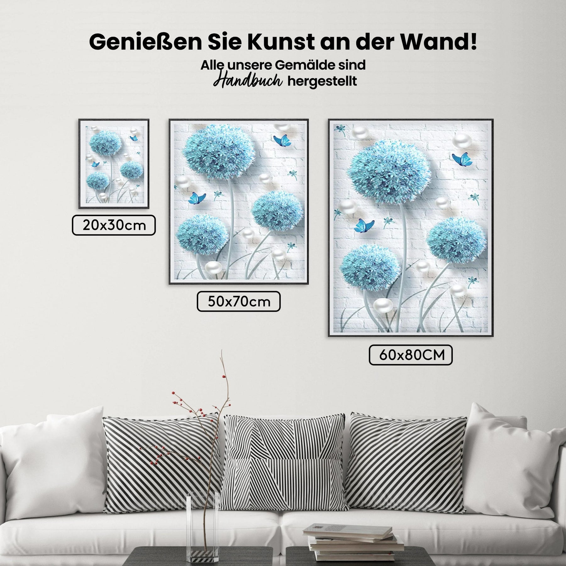 Blauer Pusteblume - Schmetterlinge XL - Malen nach Zahlen