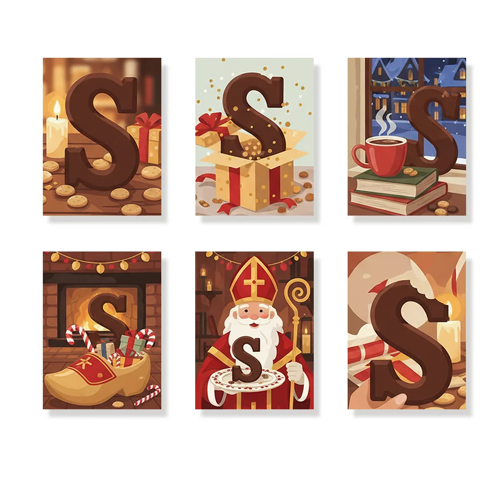 Måla efter siffror - 6 minimålningar | Set med abstrakta affirmationer