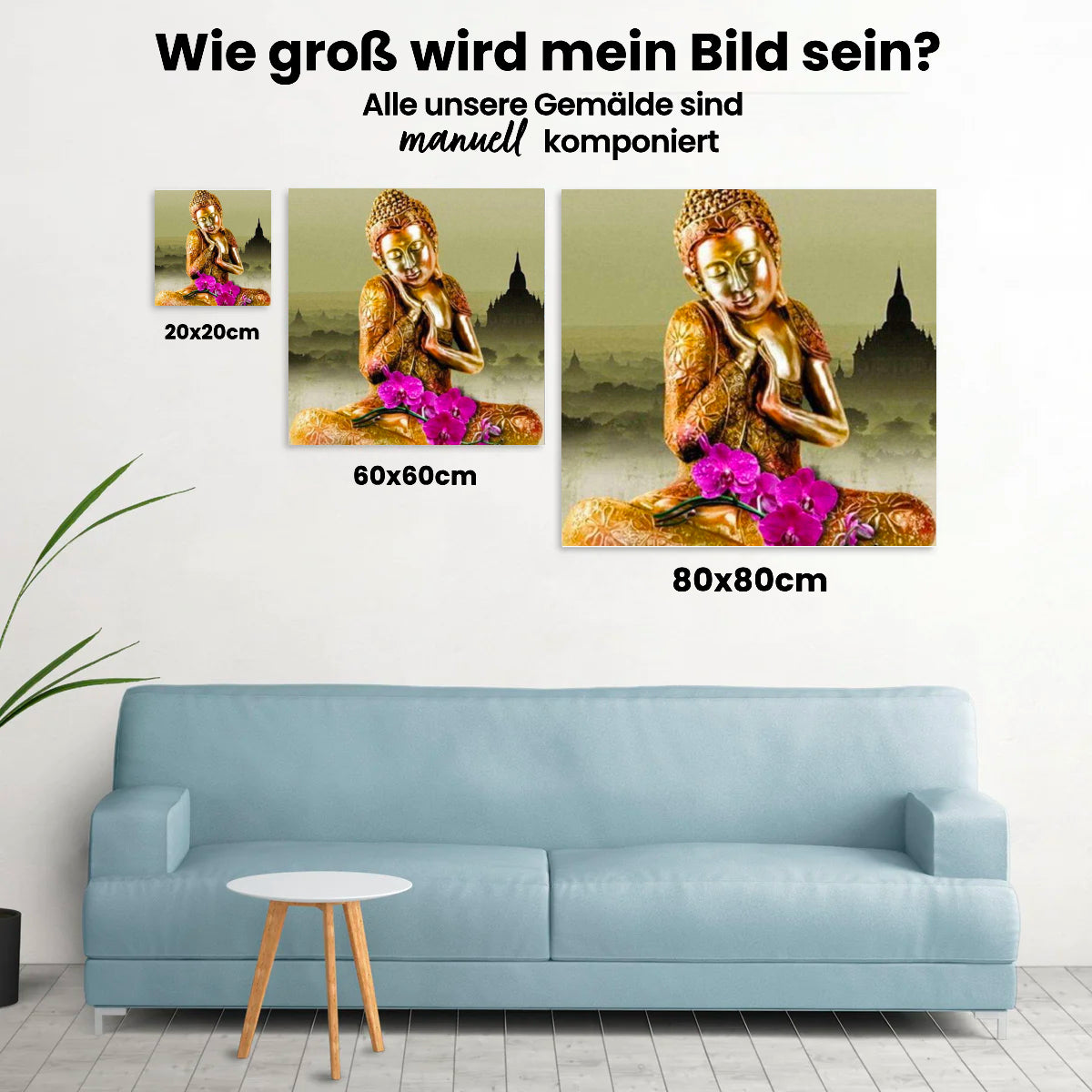 Buddha mit violetten Blumen - Malen nach Zahlen