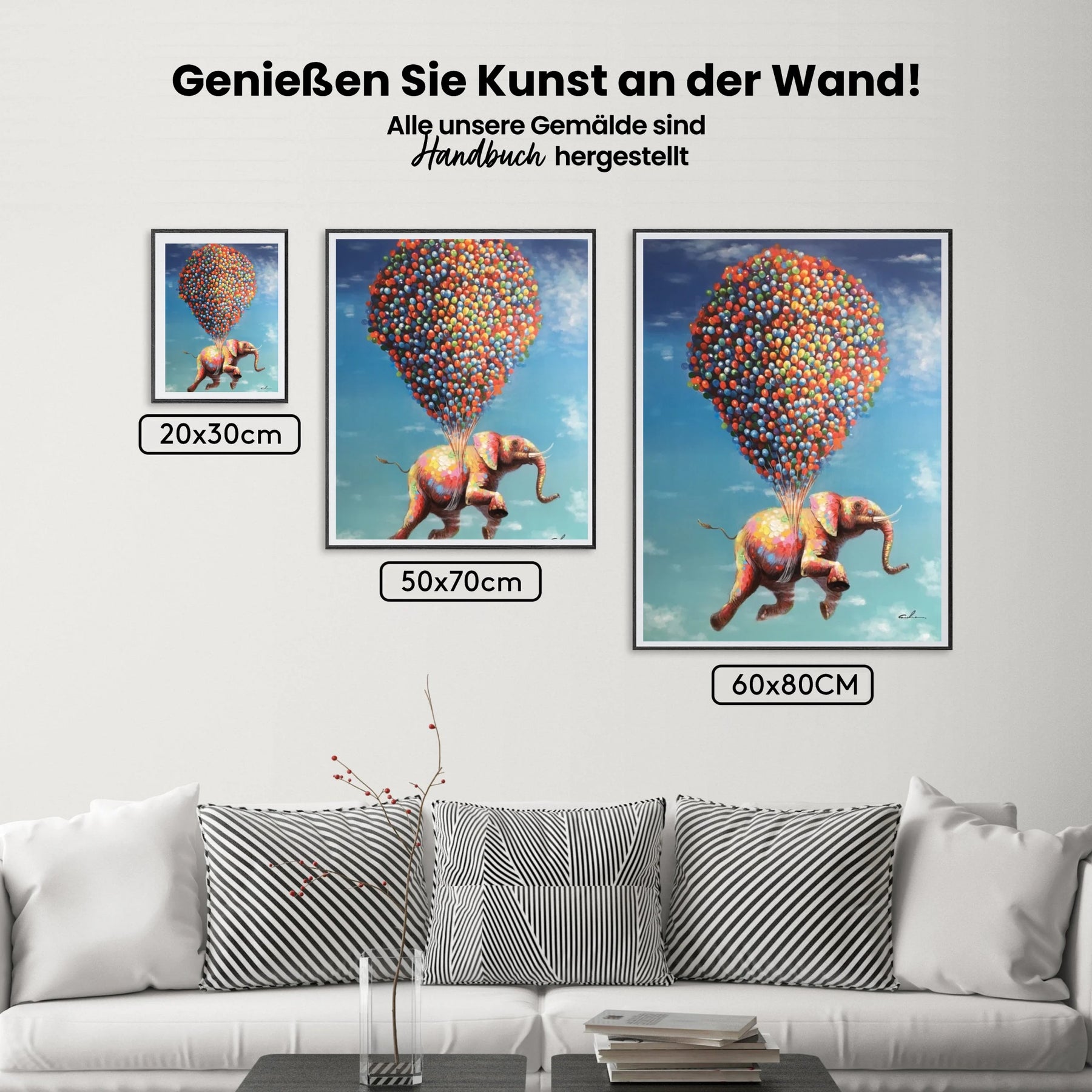 Elefant an Ballons - Malen nach Zahlen