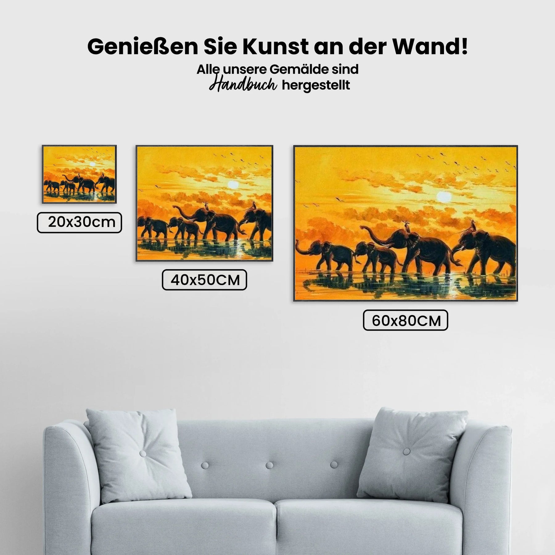 Elefanten über das Wasser - Malen nach Zahlen