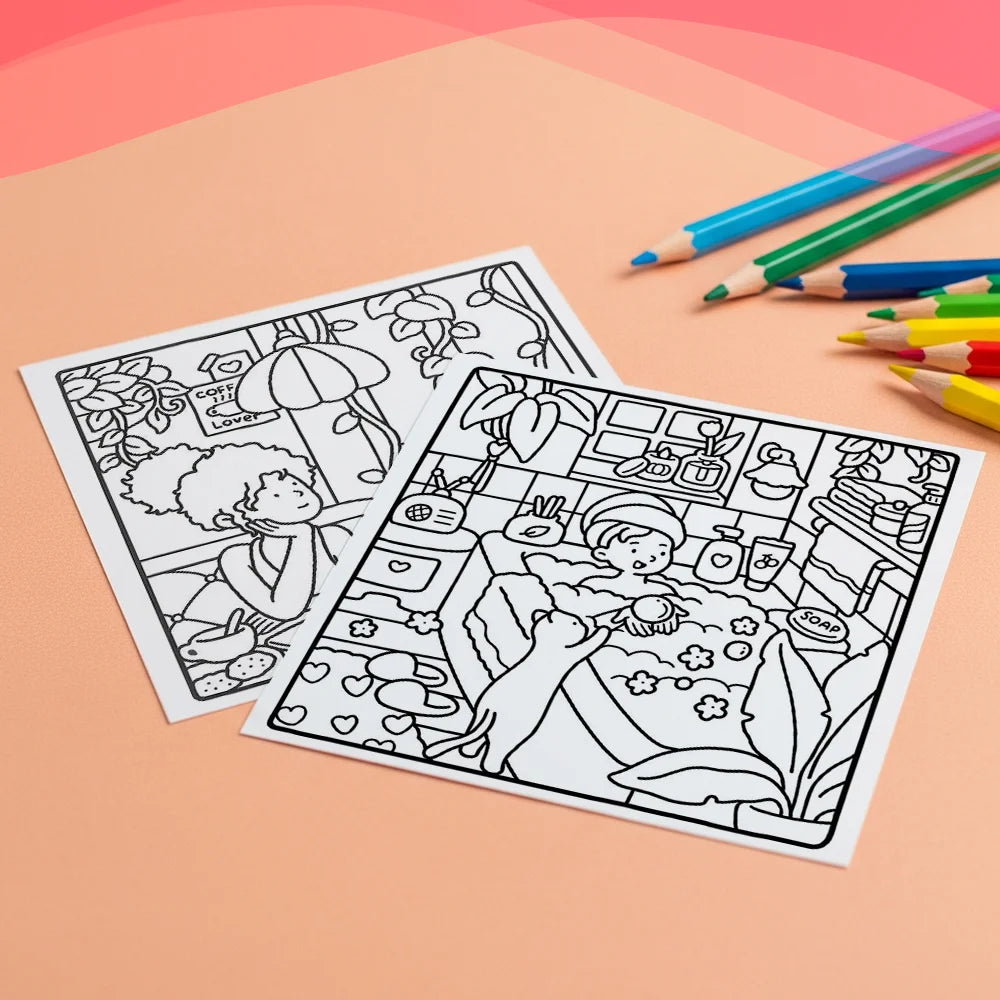 Måla efter siffror - 6 minimålningar | Set med abstrakta affirmationer