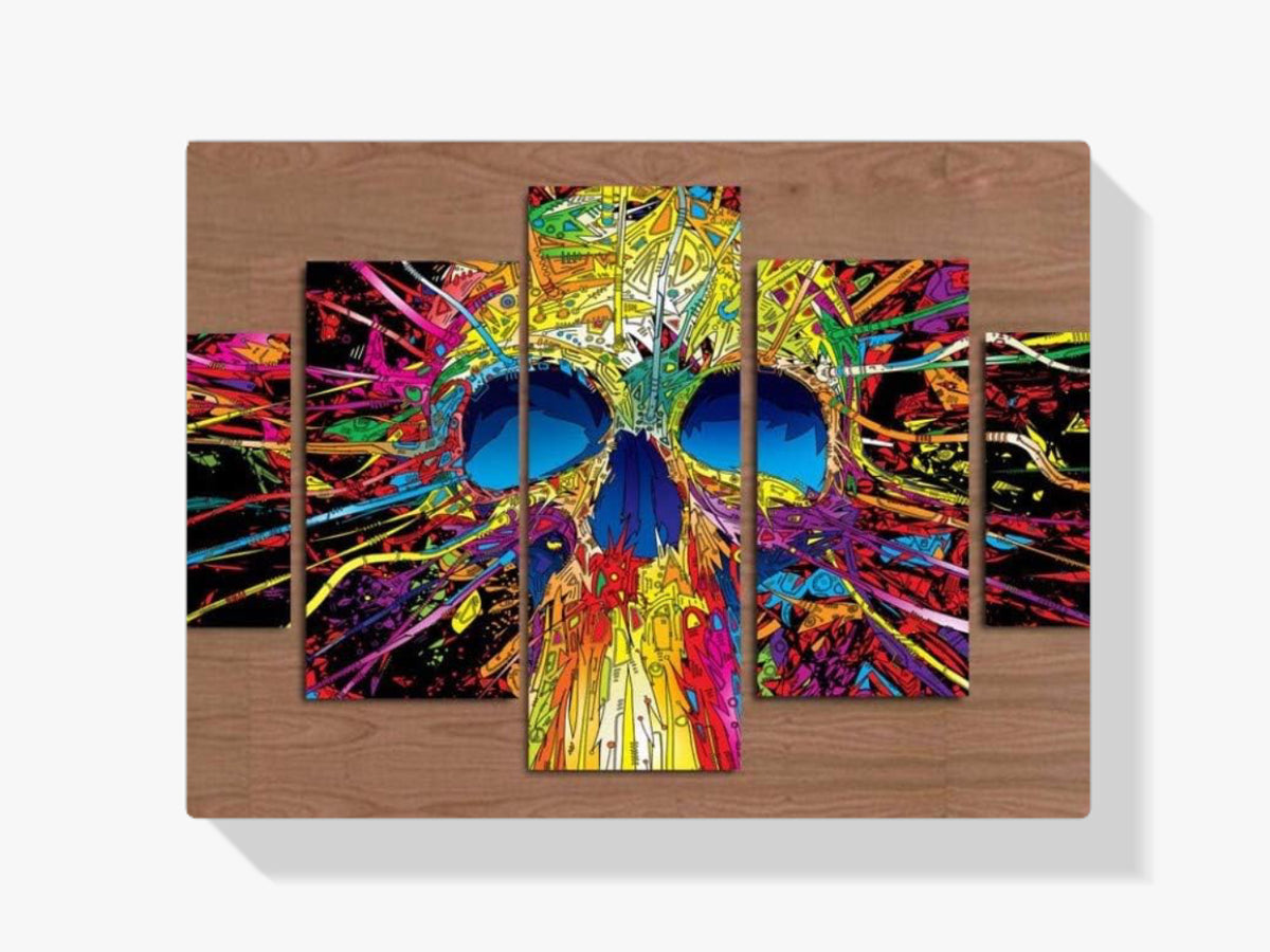 Farbiger Schädel 5 Teile - Malen nach Zahlen