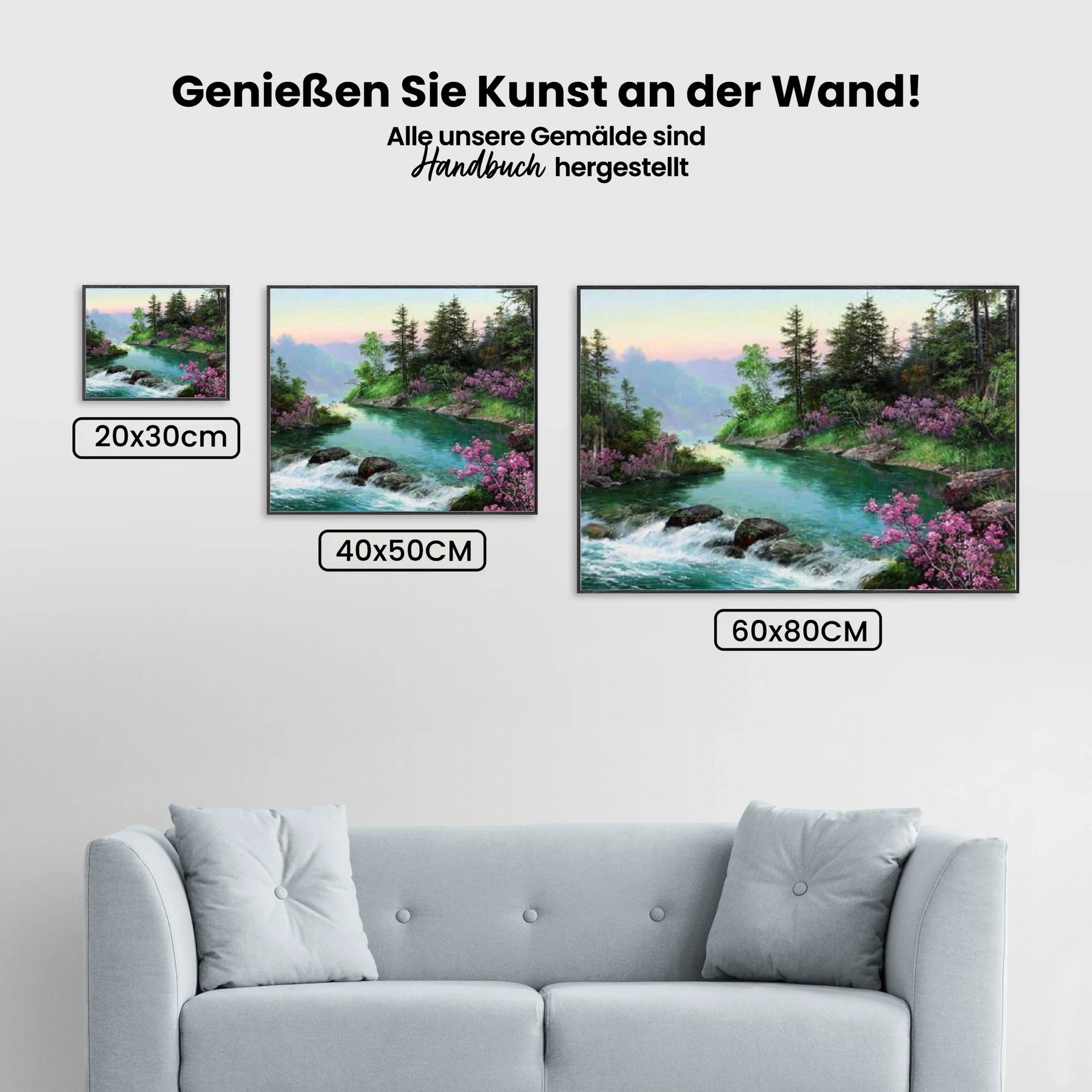 Fluss im Wald - Malen nach Zahlen
