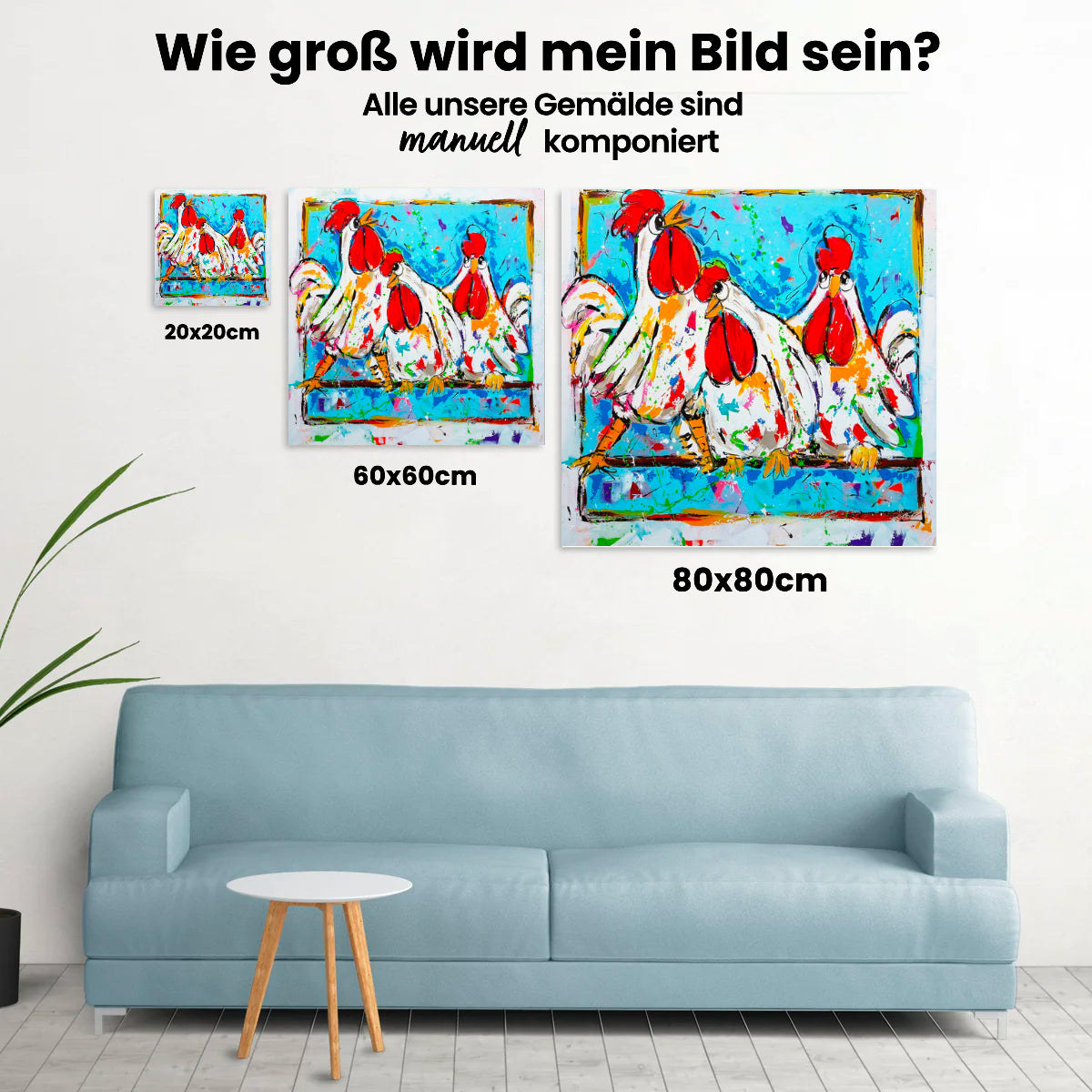 Fröhliche Malerei - Drei Hühner - Malen nach Zahlen