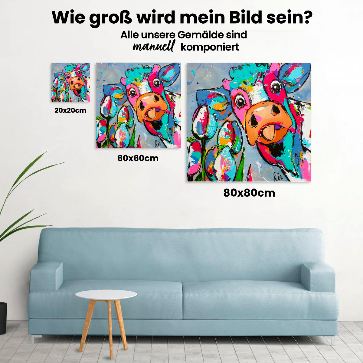 Fröhliche Malerei - Kuh mit Zunge - Malen nach Zahlen