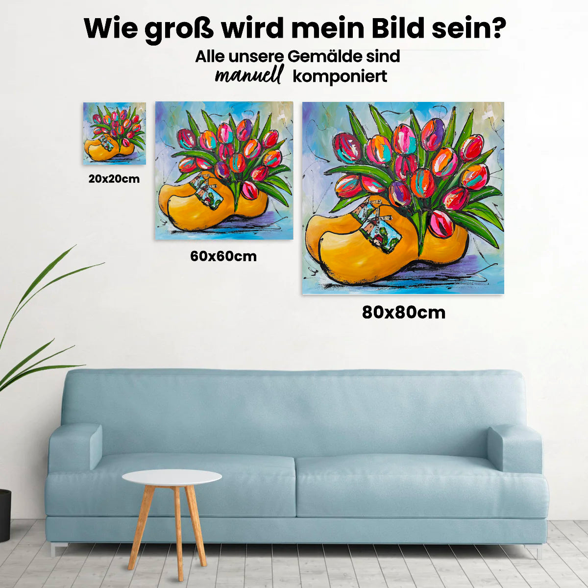 Fröhliche Malerei - Tulpen in Holzschuhen - Malen nach Zahlen