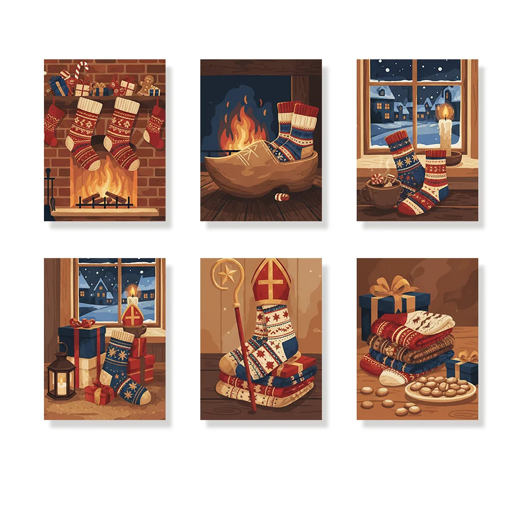 Måla efter siffror - 6 minimålningar | Set med abstrakta affirmationer