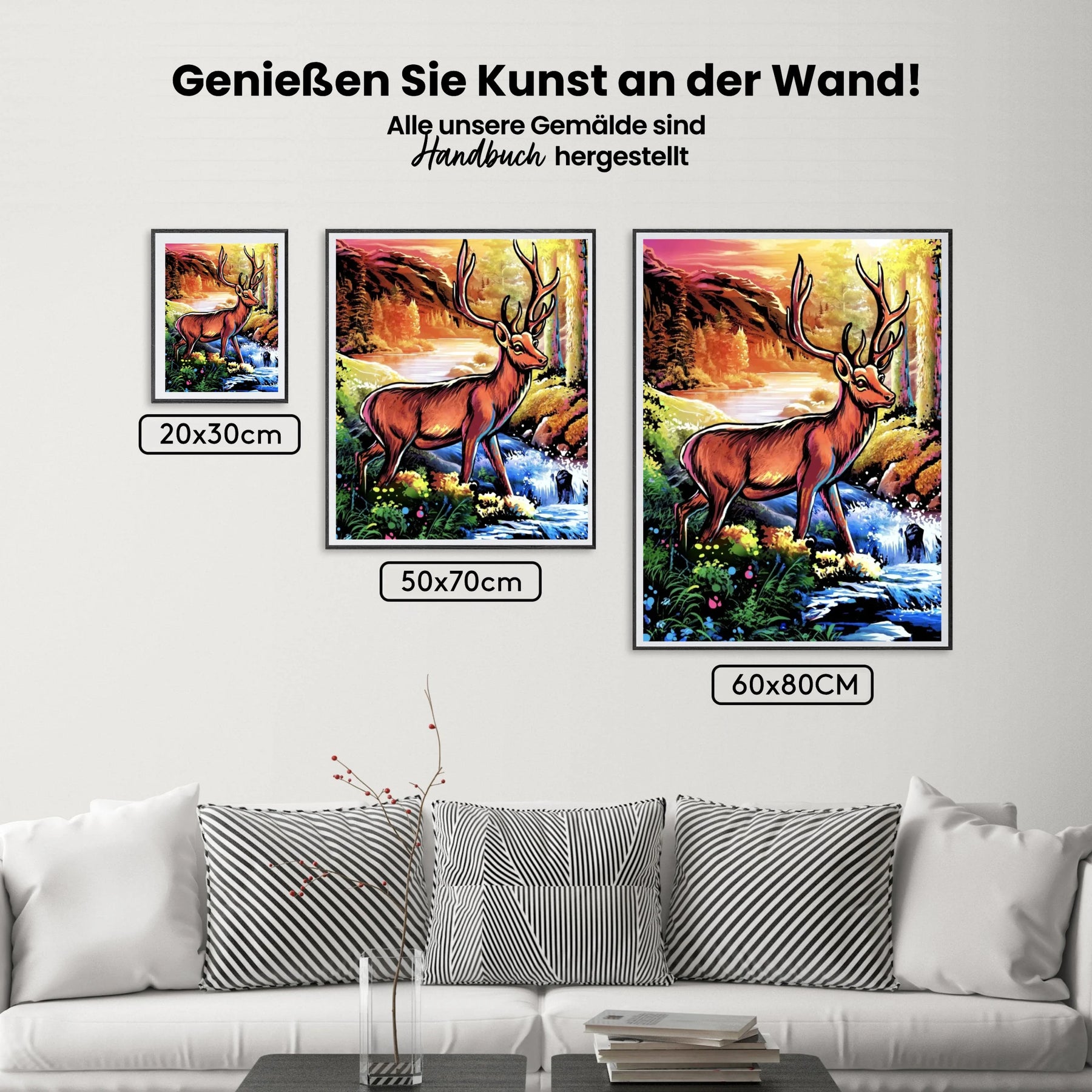 Hirsch am Fluss | Exklusives Design - Malen nach Zahlen
