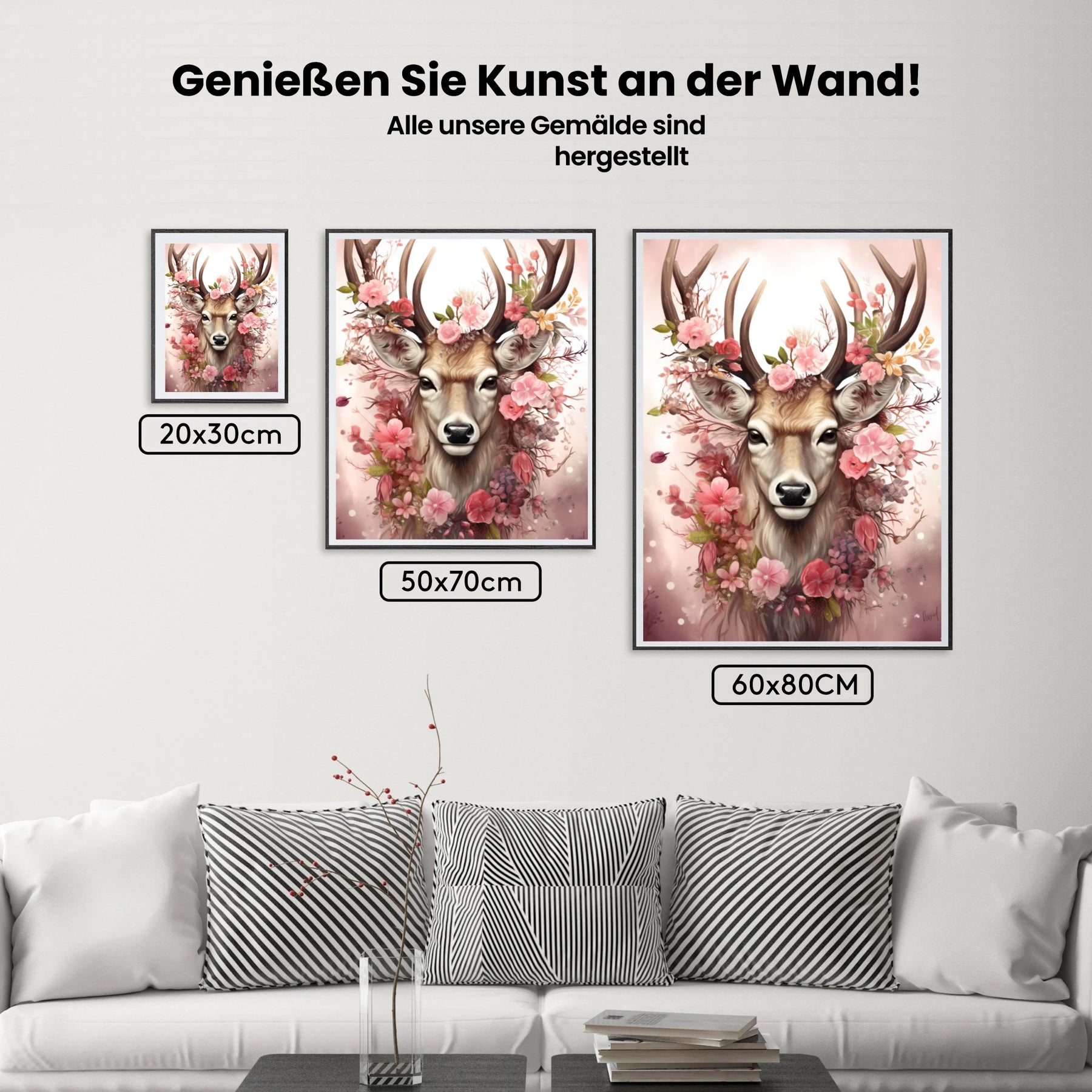 Hirsch in Blumen - Malen nach Zahlen