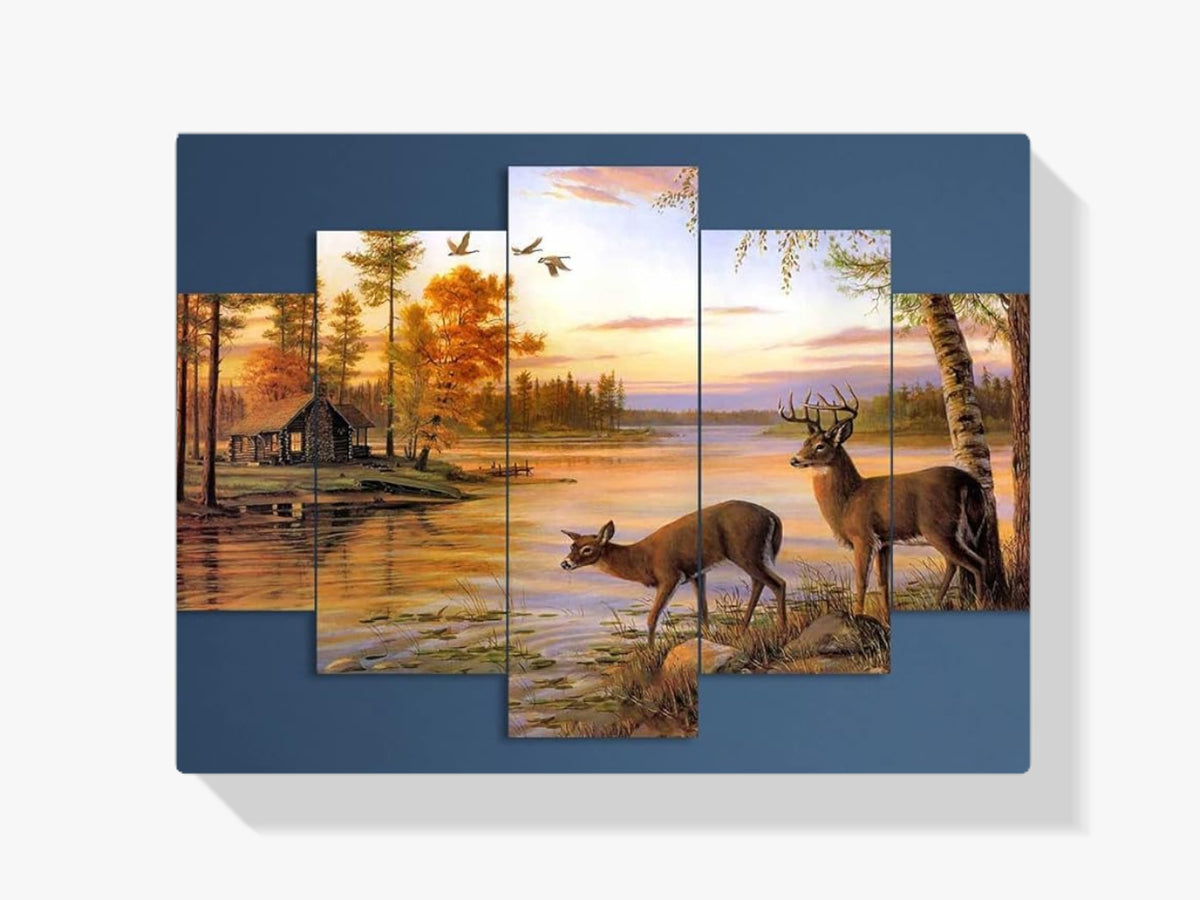 Hirsche am See - Malen nach Zahlen