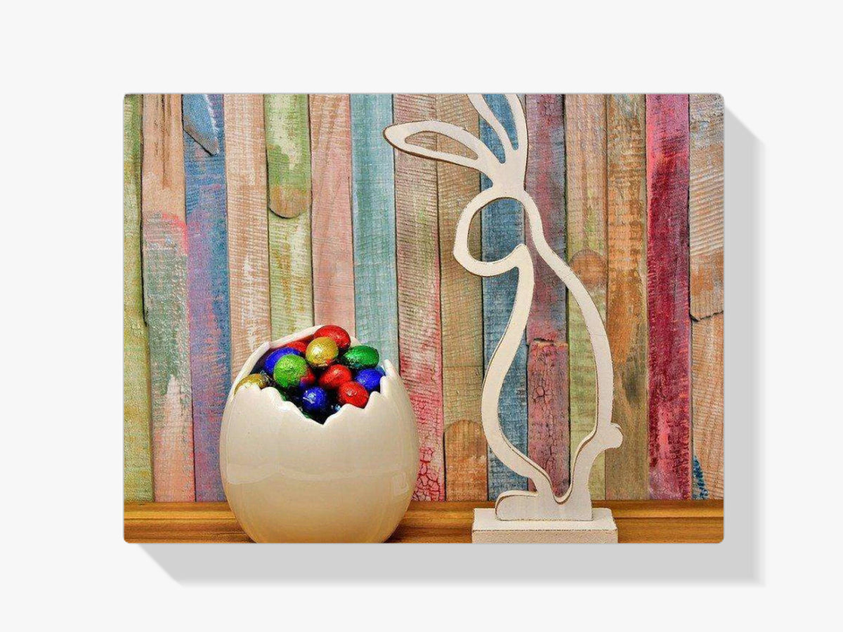 Hölzerner Osterhase mit Ostereiern - Malen nach Zahlen