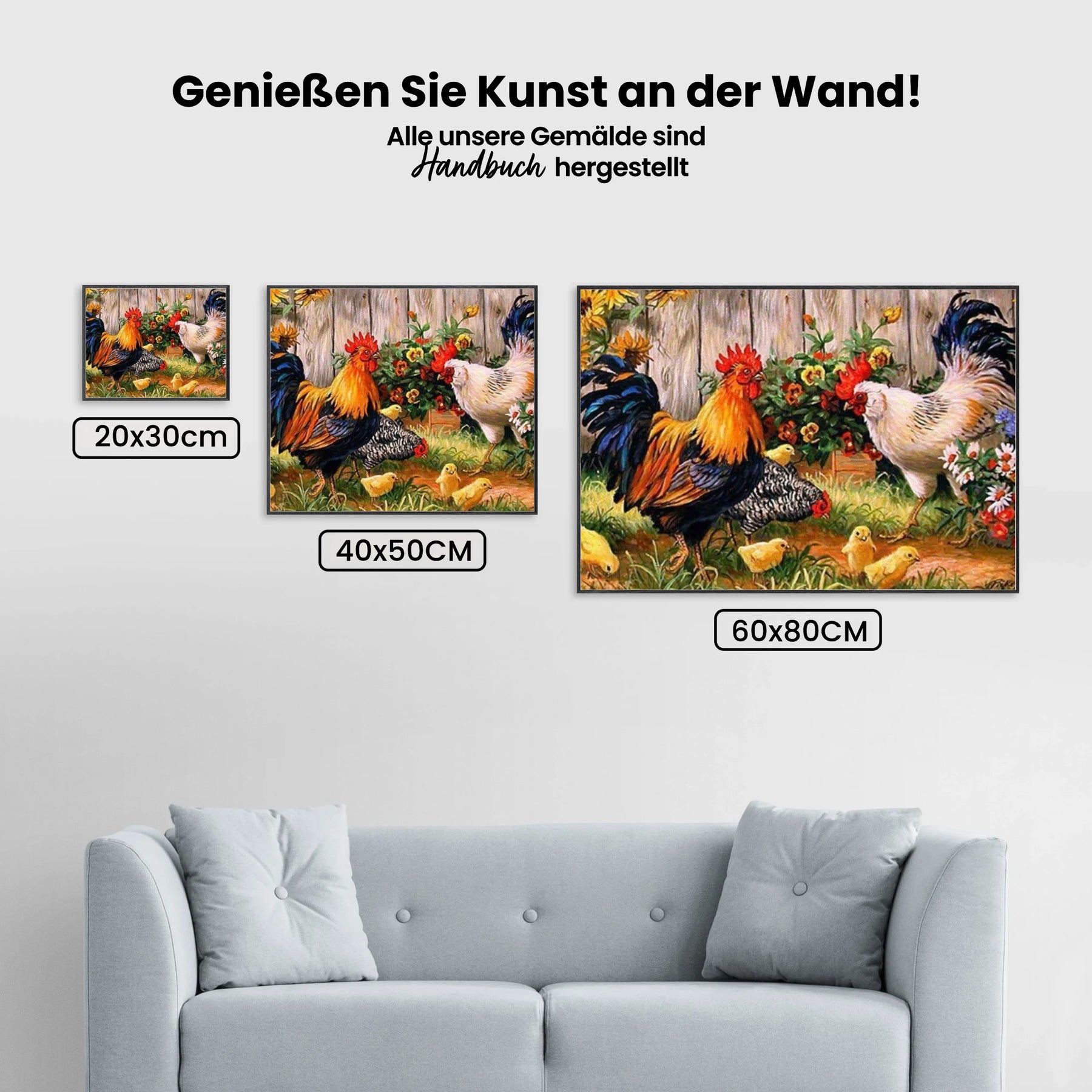 Hühner mit Küken - Malen nach Zahlen