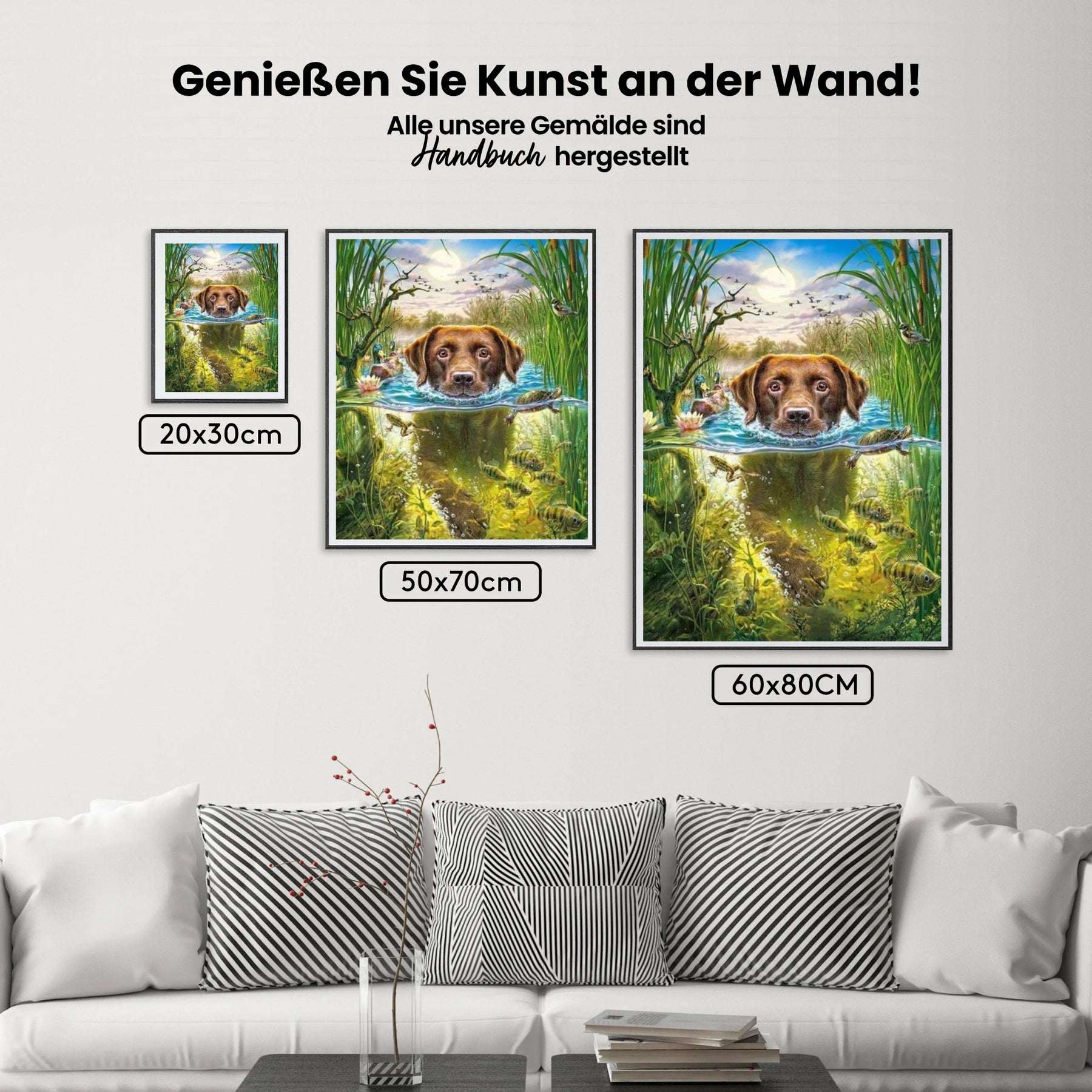 Hund fröhlich durchs Wasser - Malen nach Zahlen