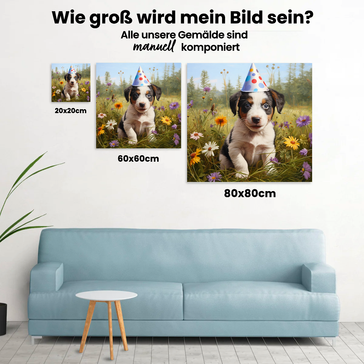Hund mit Geburtstagshut - Malen nach Zahlen