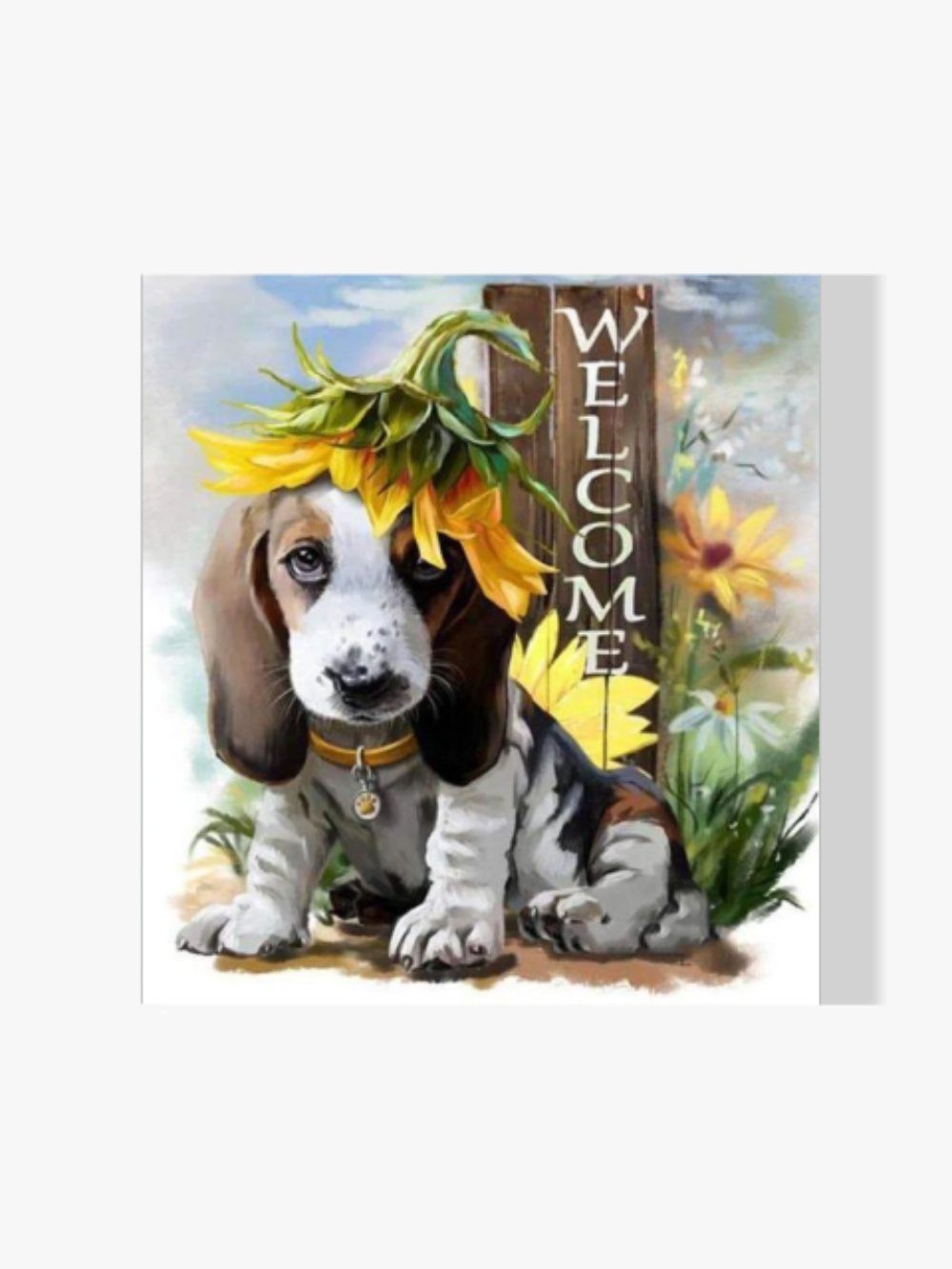 Hund mit Sonnenblume - Malen nach Zahlen