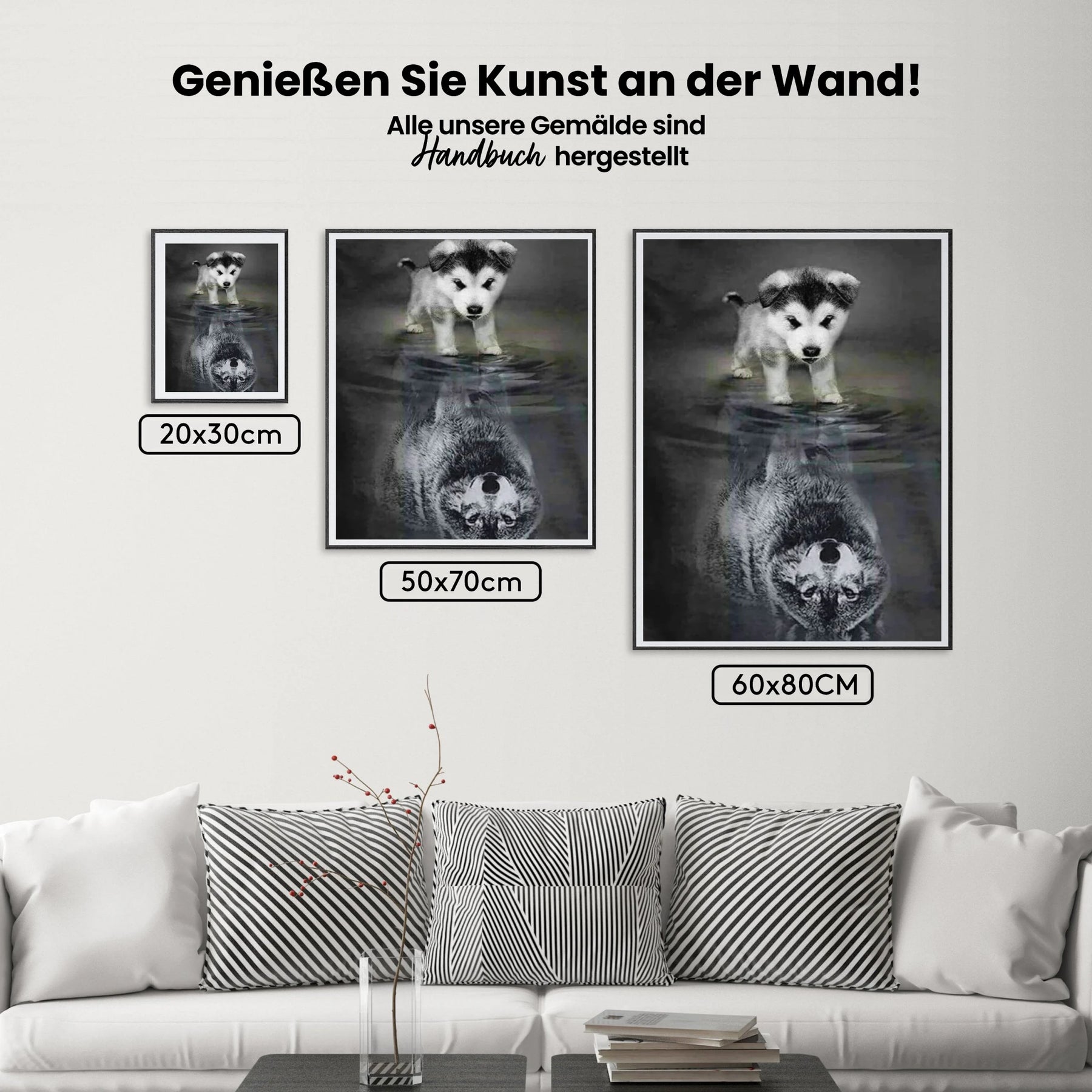 Hunde Wolf Spiegelung - Malen nach Zahlen
