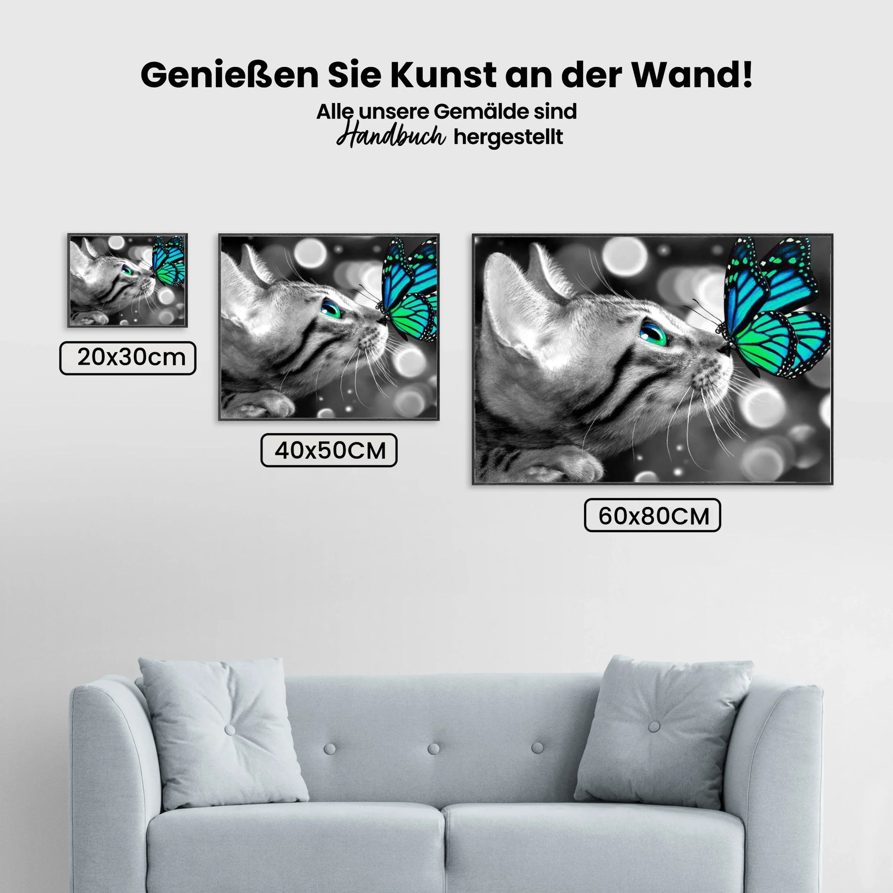 Katze - Schmetterling - Malen nach Zahlen