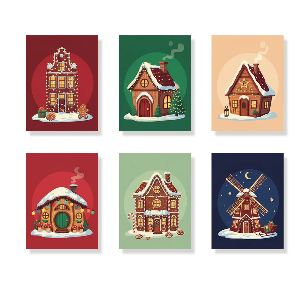 Måla efter siffror - 6 minimålningar | Set med abstrakta affirmationer