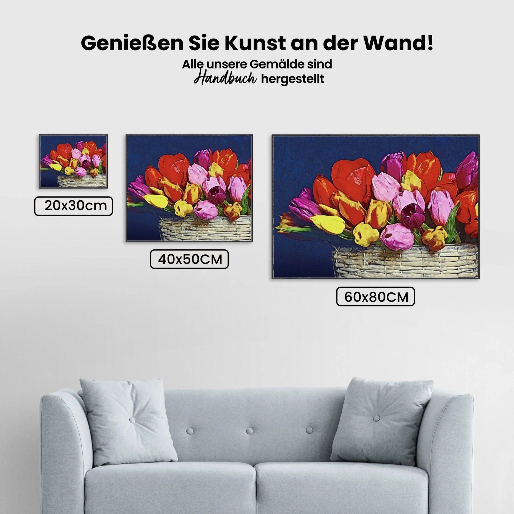 Korb voller Blumen | Exklusives Design - Malen nach Zahlen