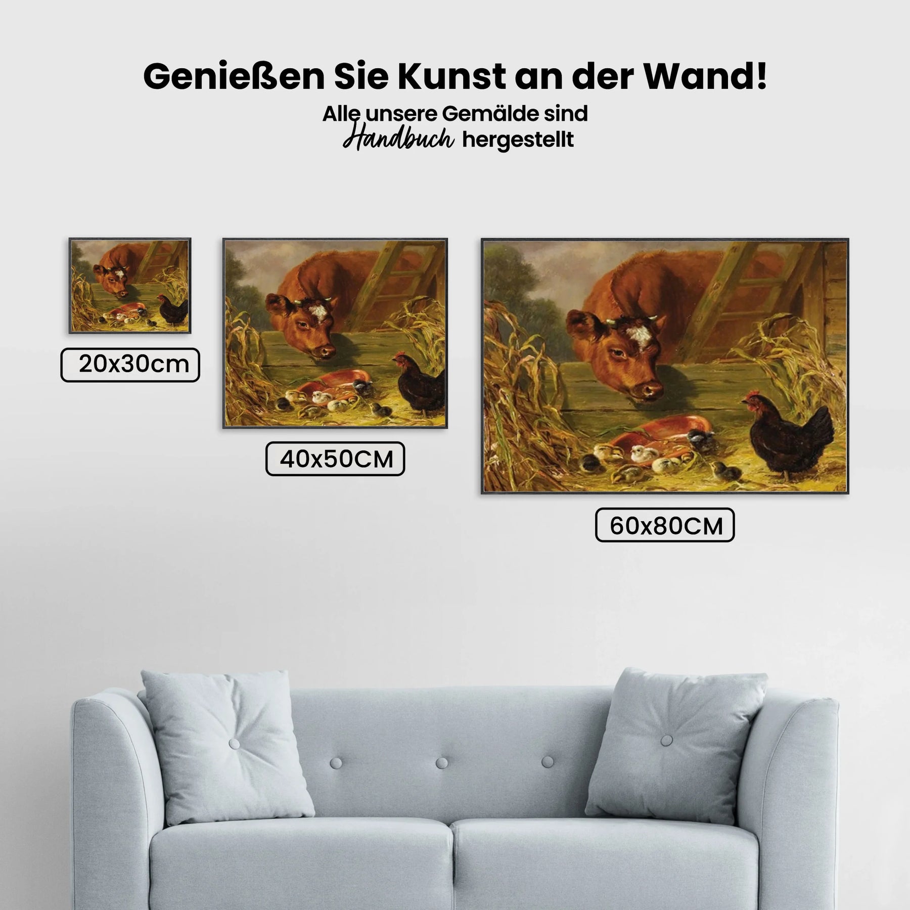 Kuh Huhn und Küken - Malen nach Zahlen