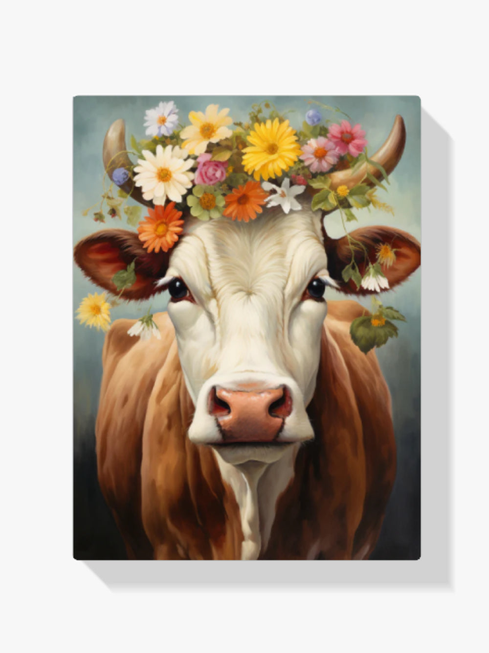 Kuh mit Blumenkranz - Malen nach Zahlen