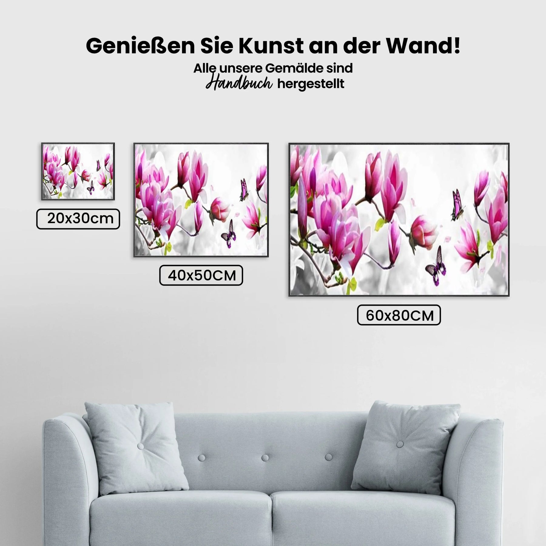Magnolie - Schmetterlinge XL - Malen nach Zahlen