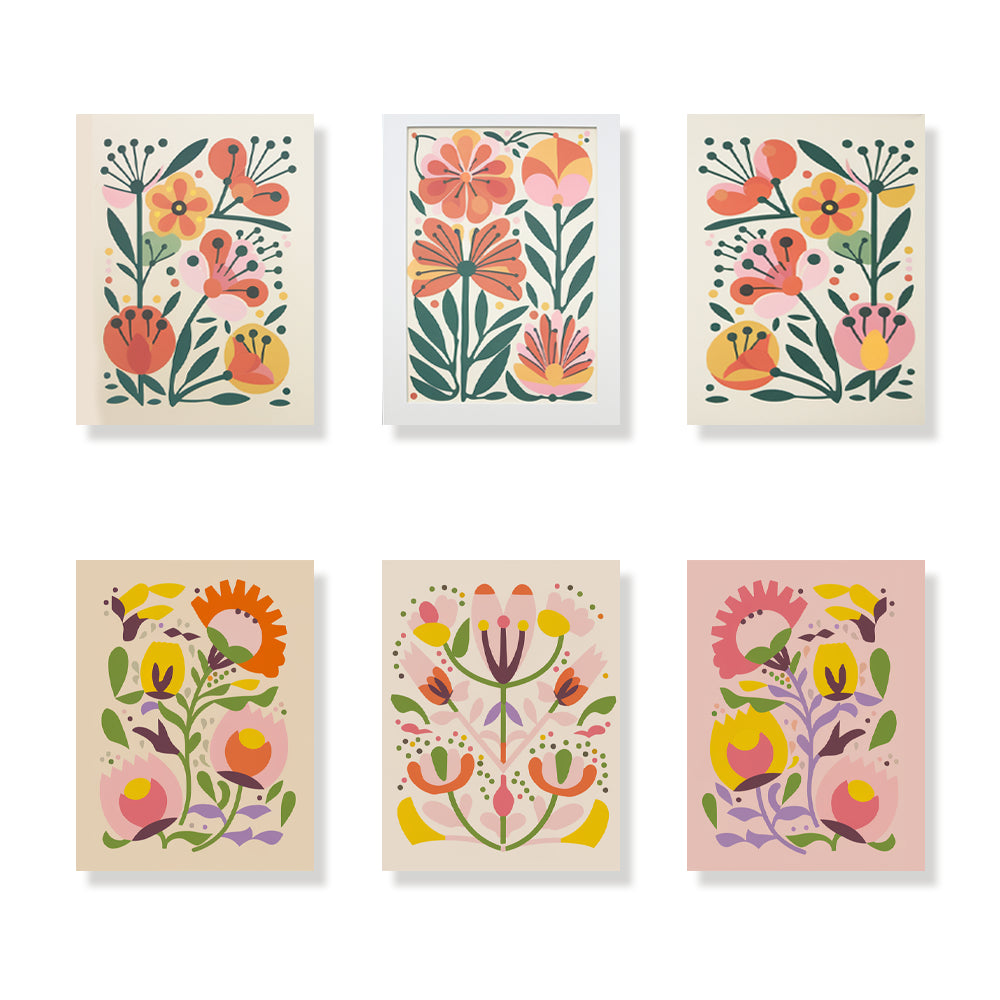 Måla efter siffror - 6 minimålningar | Boho blomset