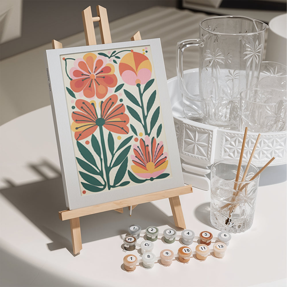 Måla efter siffror - 6 minimålningar | Boho blomset