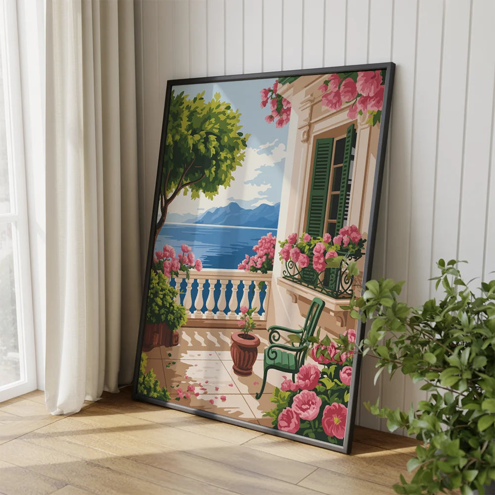 Måla efter siffror - Blommande balkong