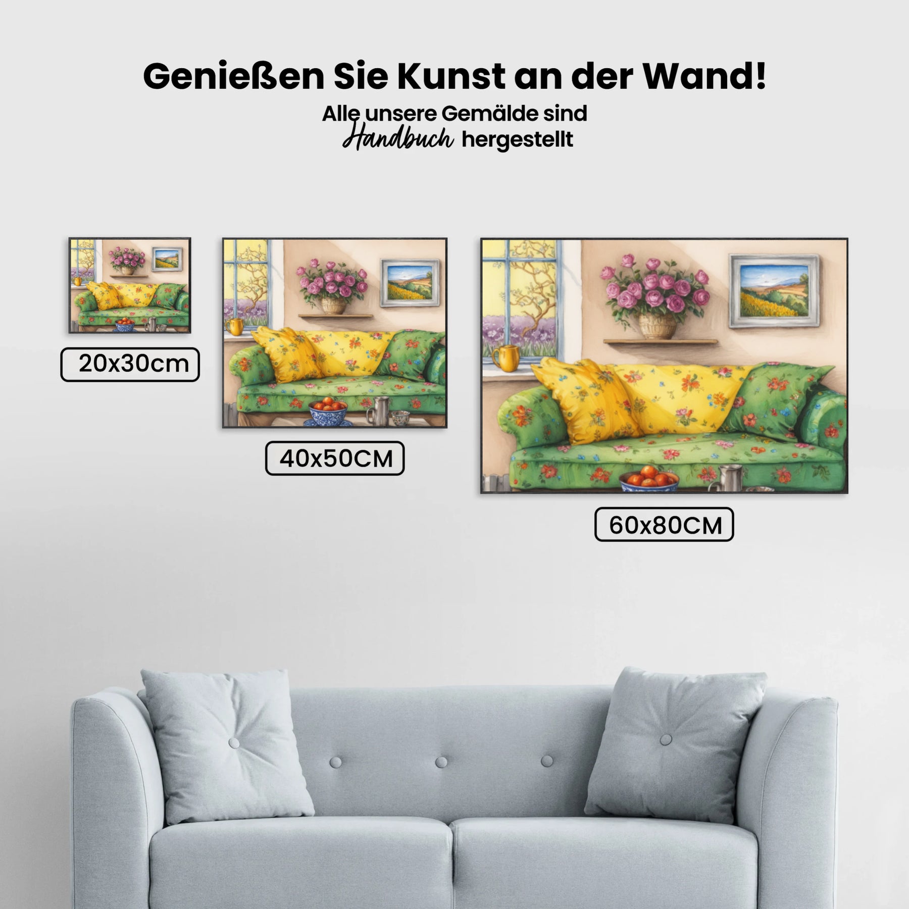 Måla efter siffror - Mysigt vardagsrum med blommönster