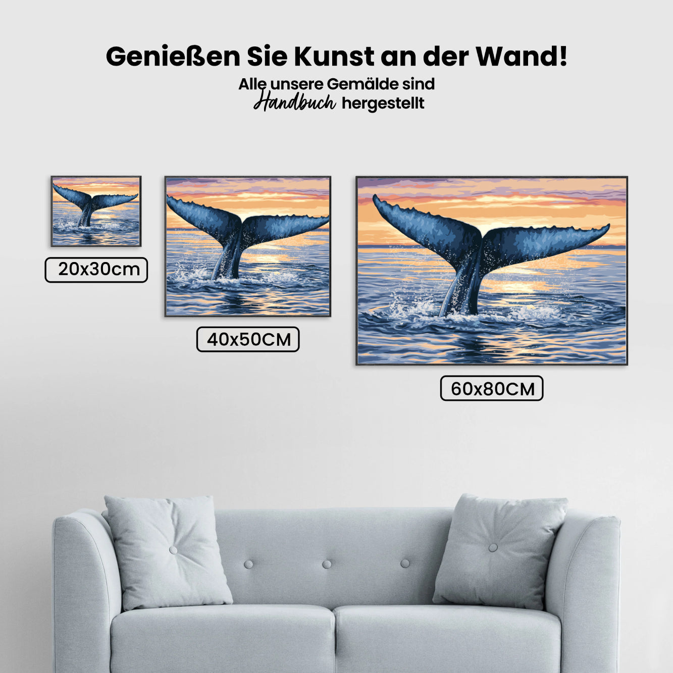 Måla efter siffror - Majestätisk valsvans som kommer upp ur havet
