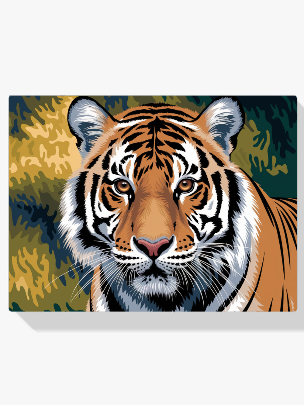 Malen nach Zahlen – Nahaufnahme des Gesichts eines Tigers mit stechenden Augen-1