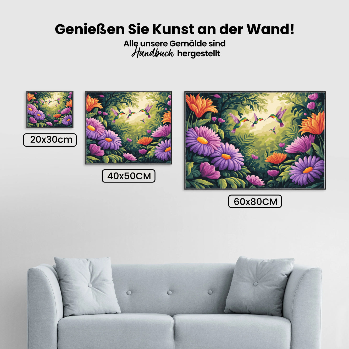 Måla efter siffror - Frodig regnskog med exotiska blommor och fåglar