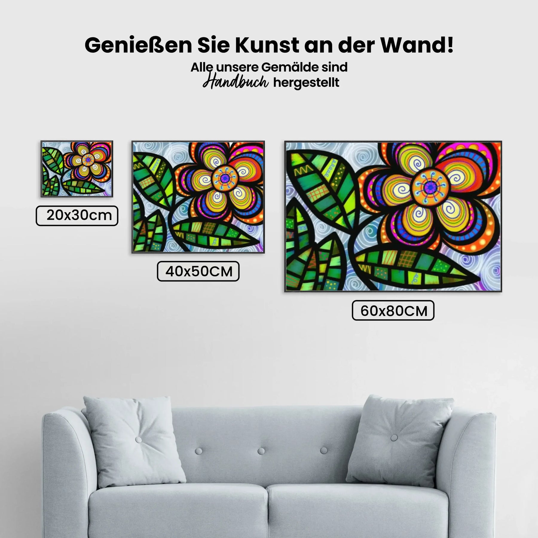 Malen nach Zahlen – Abstrakte Blumenzeichnung