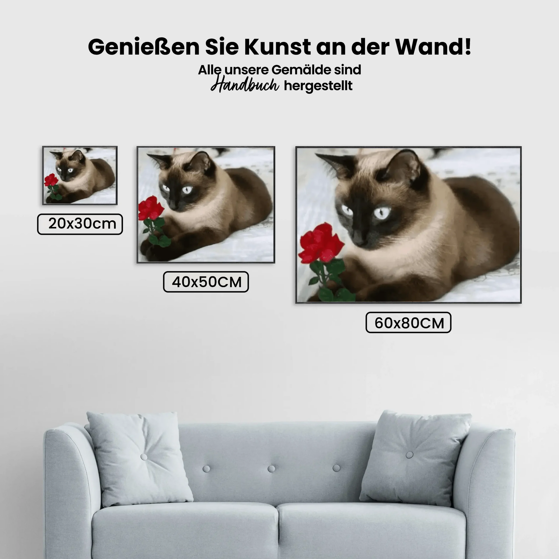 Malen nach Zahlen – Braune Katze mit Rose