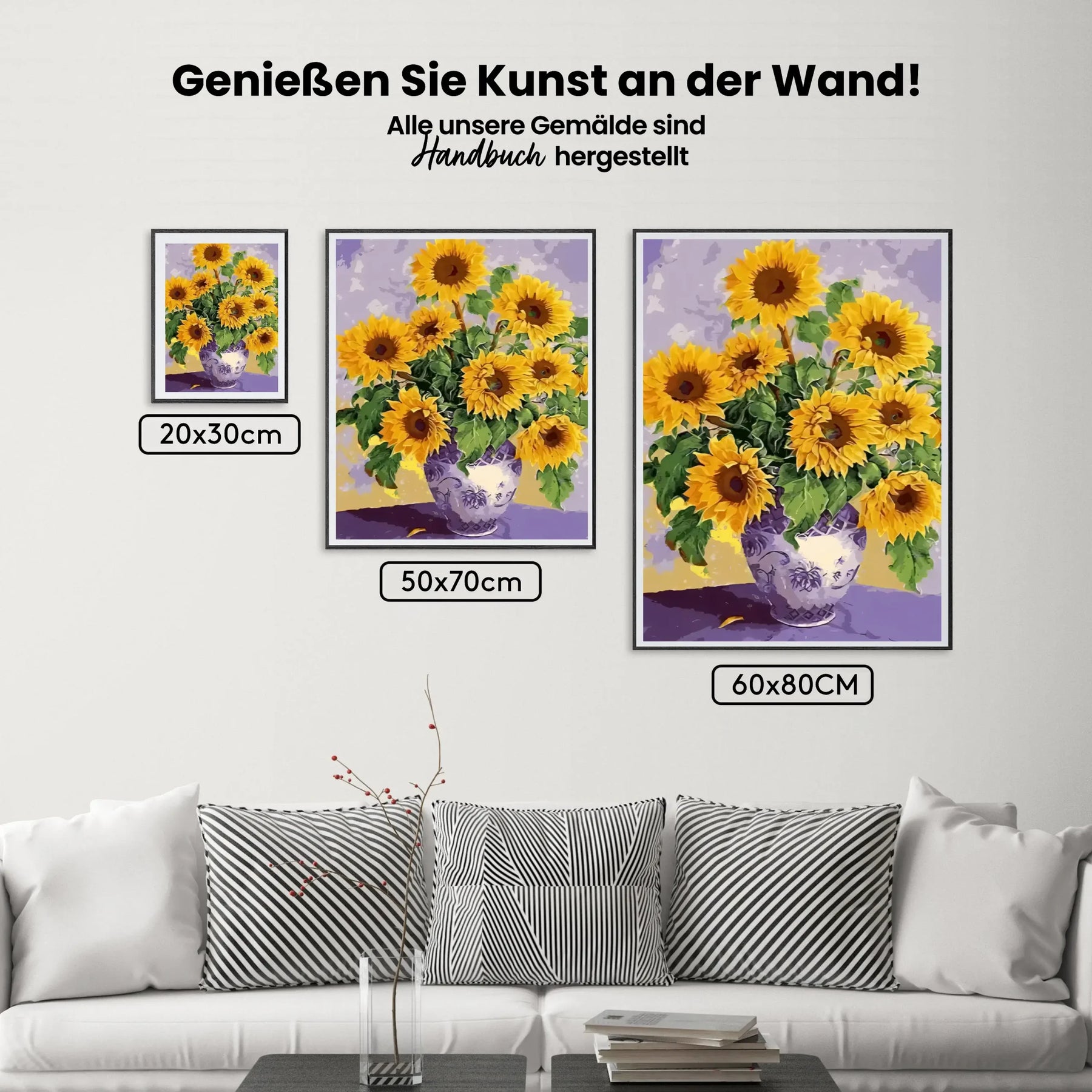 Malen nach Zahlen – Bunte Sonnenblumen in einer Vase