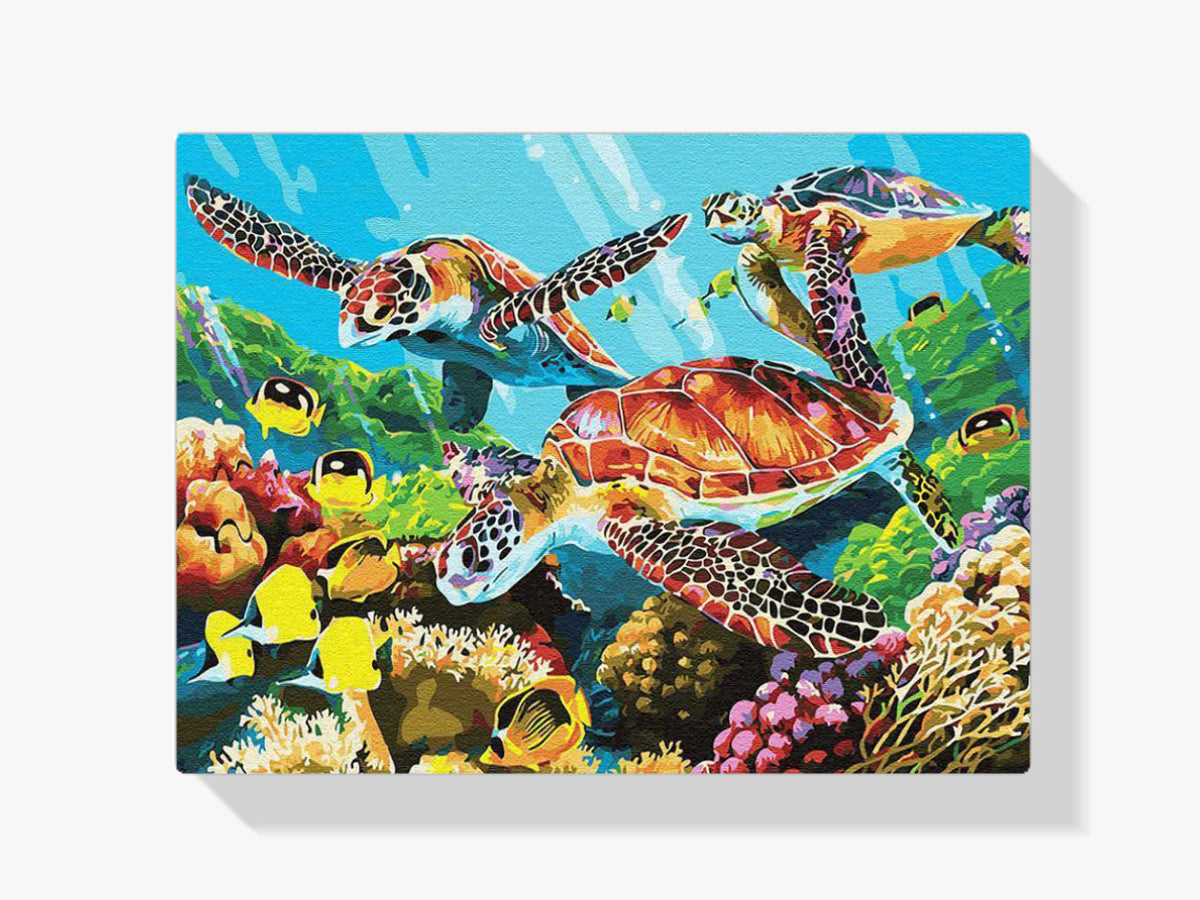 Malen nach Zahlen – Familie der Meeresschildkröten