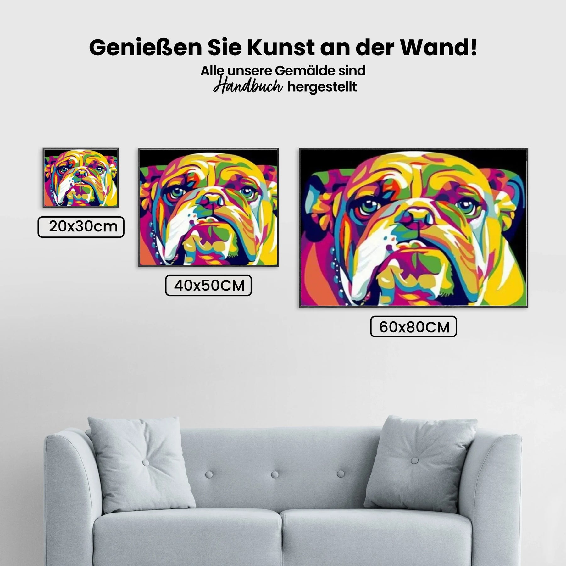 Malen nach Zahlen – Farbige Bulldogge