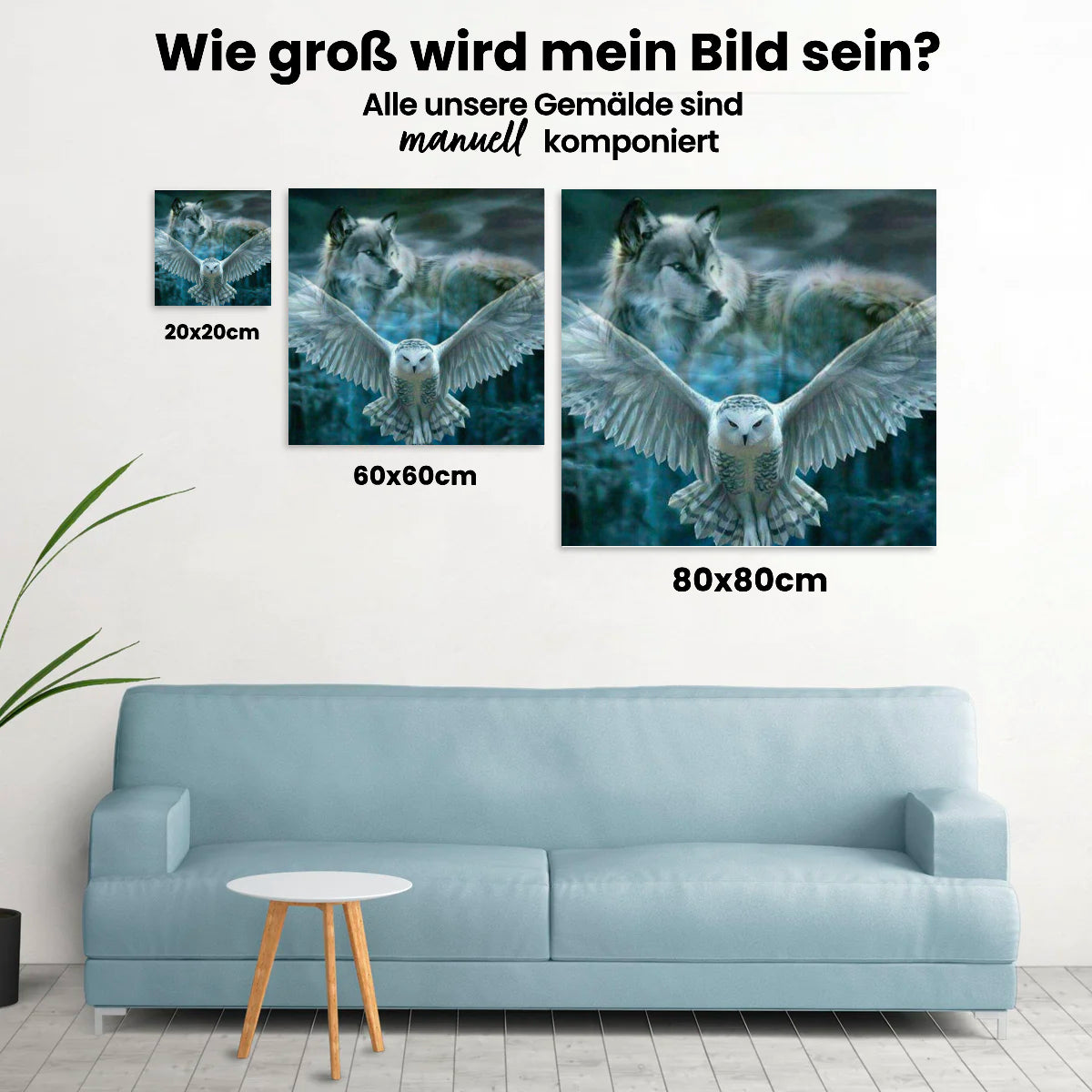 Malen nach Zahlen – Weiße Eule mit Wolf – Voll