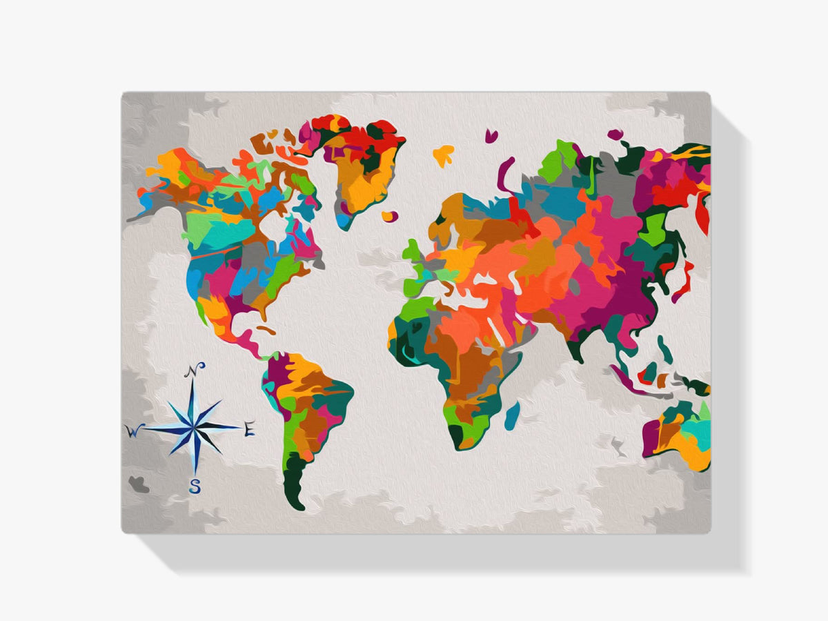 Malen nach Zahlen – Weltkarte (Windrose)