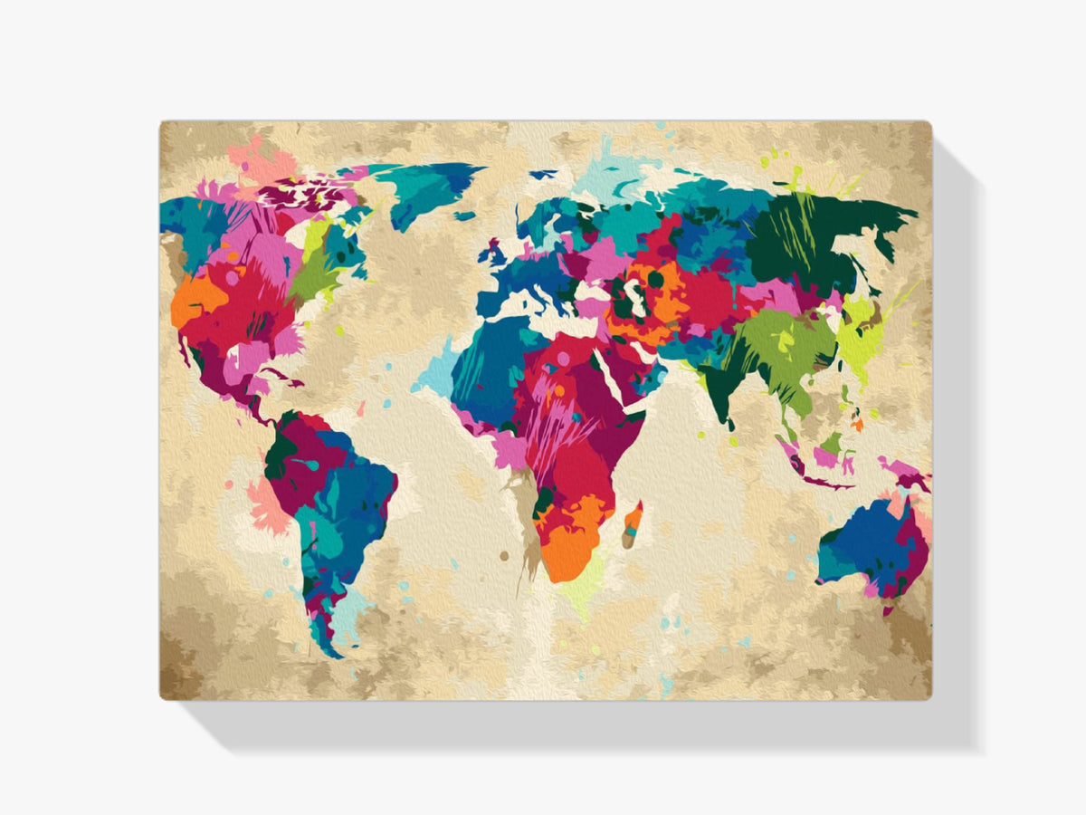 Malen nach Zahlen - Weltkarte (bunt)
