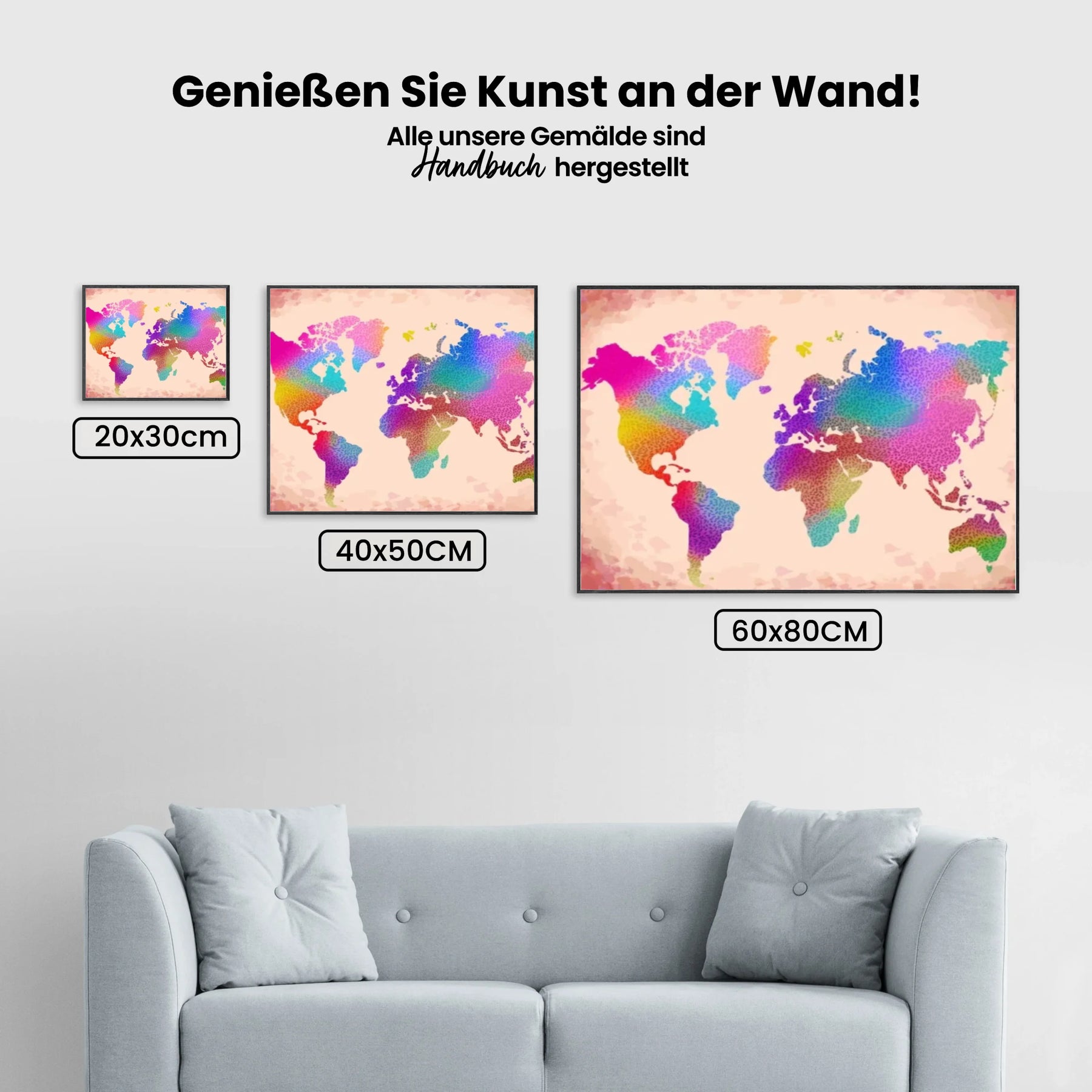 Malen nach Zahlen – Weltkarte bunt
