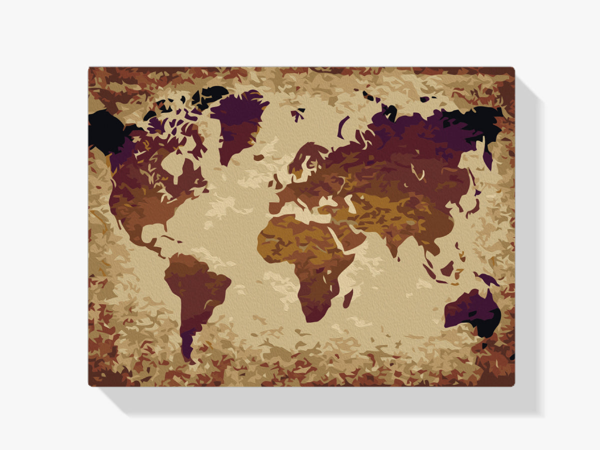 Malen nach Zahlen – Weltkarte (helle Farben)