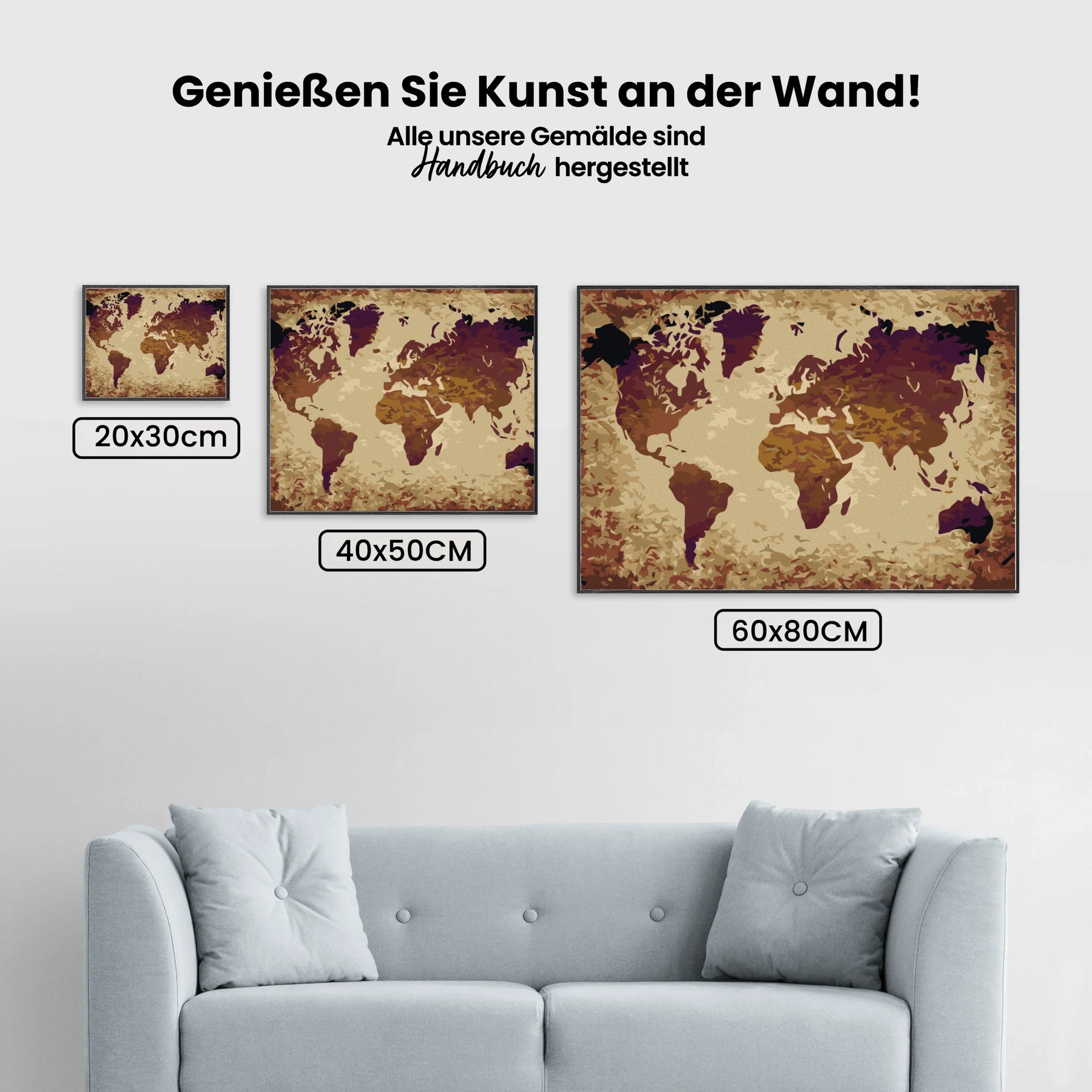 Malen nach Zahlen – Weltkarte (helle Farben)