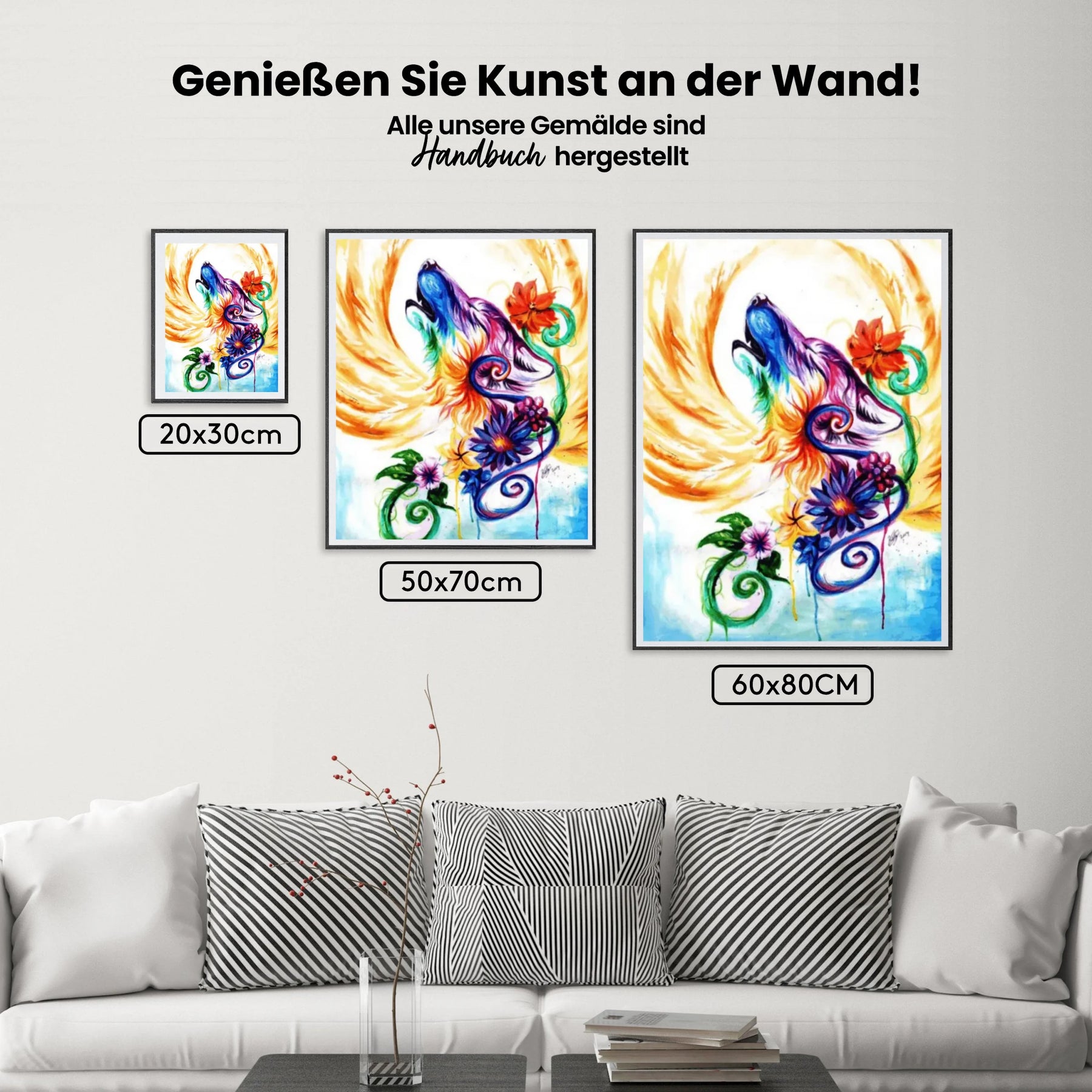 Malen nach Zahlen – Wölfe Regenbogen