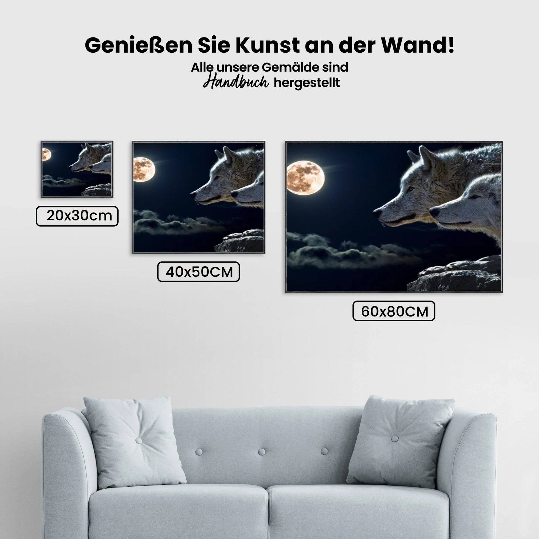 Malen nach Zahlen – Wölfe mit Mond – Vollverkleidung FULL