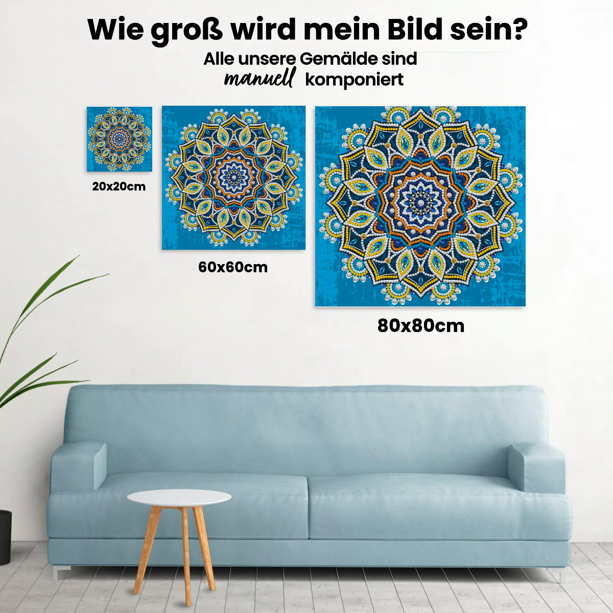 Mandala Blau Gelb | Glow in the Dark - Malen nach Zahlen