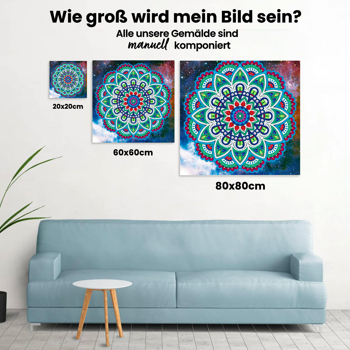 Mandala Grün Rot | Glow in the Dark - Malen nach Zahlen