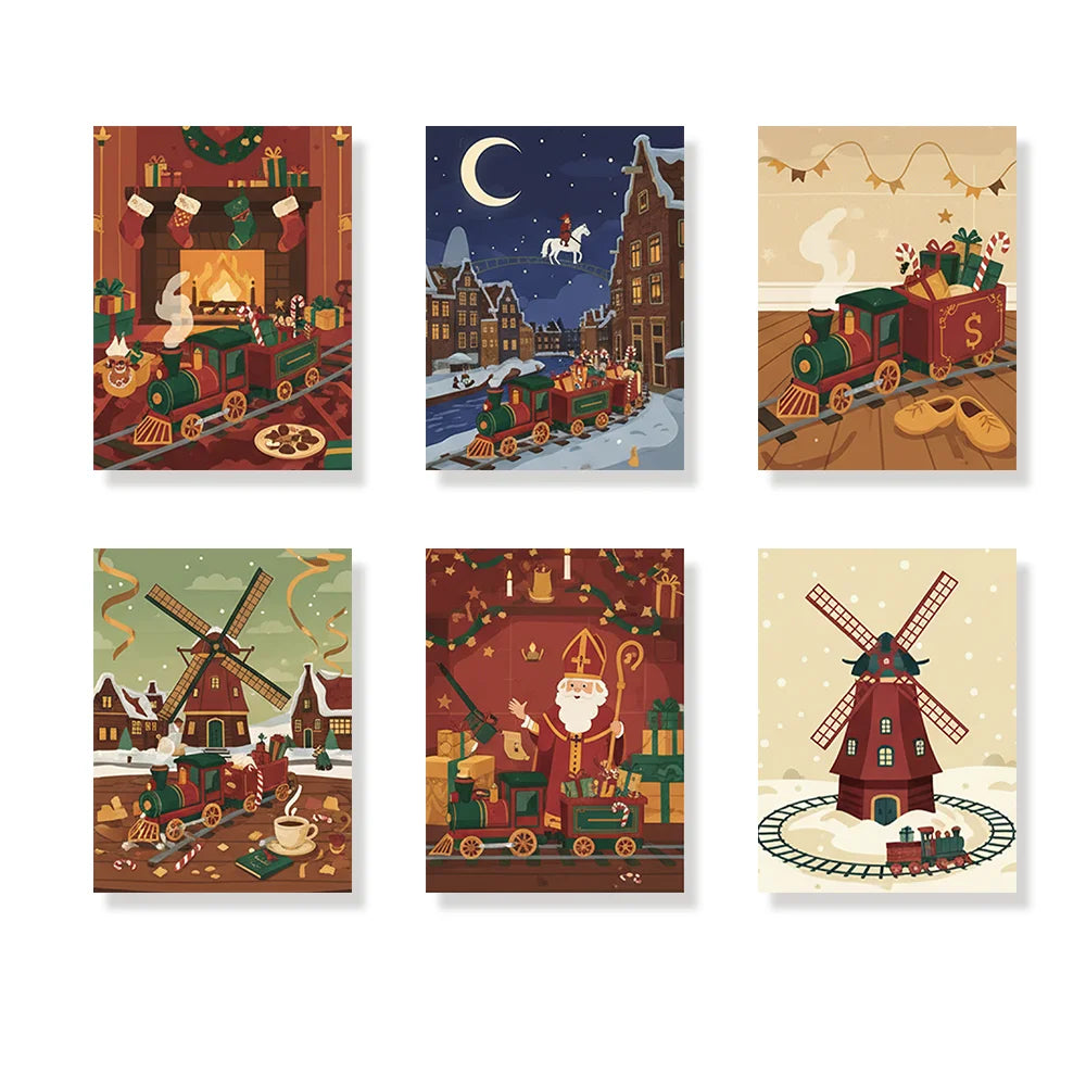 Måla efter siffror - 6 minimålningar | Set med abstrakta affirmationer